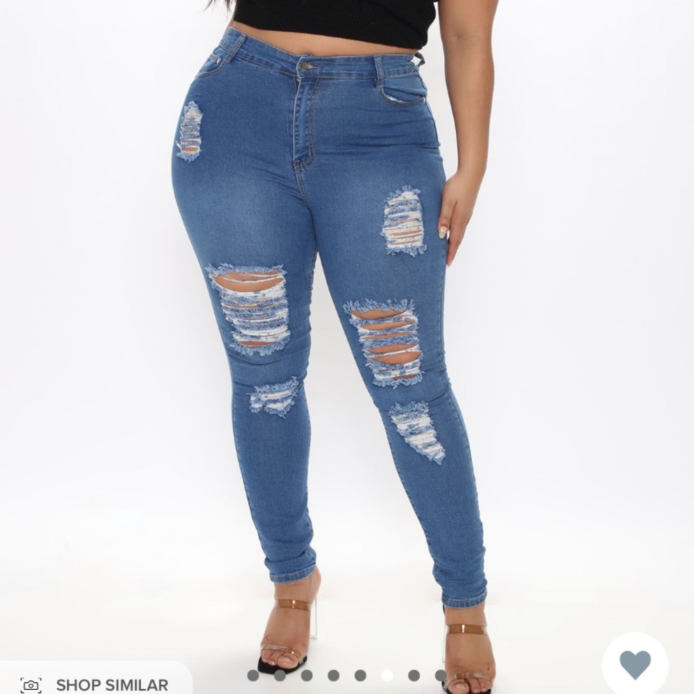 Fashion nova Tempe distressed jeans medium blue wash